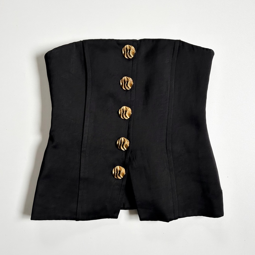 Zara Black Tank Top with Gold Buttons